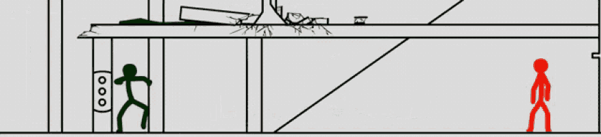 a drawing of a man standing next to a group of people