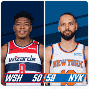 Washington Wizards (50) Vs. New York Knicks (59) Half-time Break GIF - Nba Basketball Nba 2021 GIFs