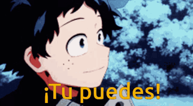 a picture of a boy with the words tu puedes on it