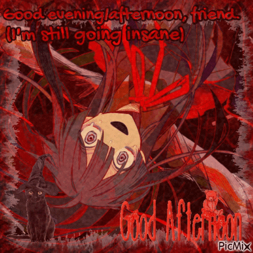 a picture of a girl with the words good evening afternoon friend