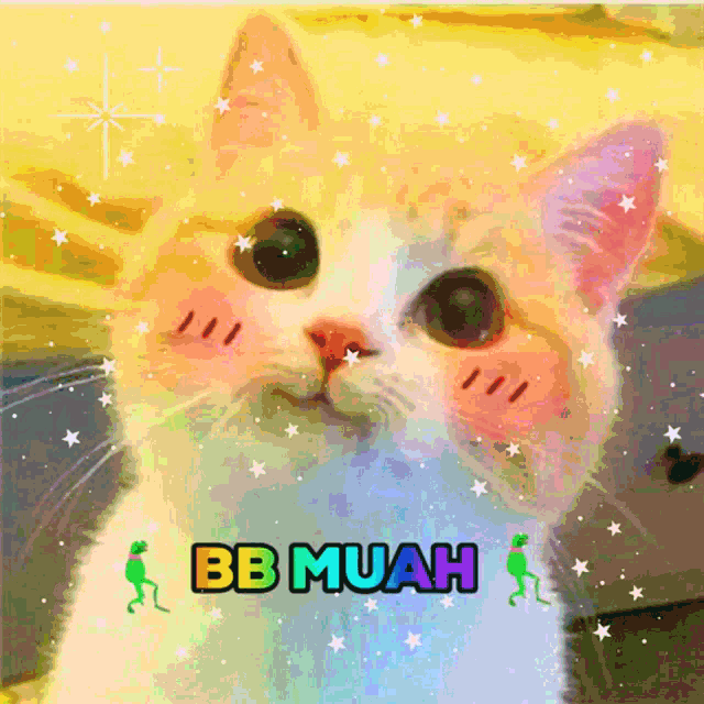 a picture of a cat with the words " bb muah " on it