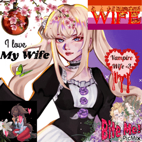 a poster that says i love my wife and vampire wife < 3