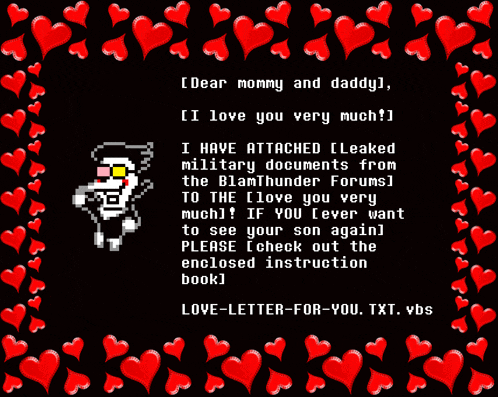 a love letter for mommy and daddy with red hearts