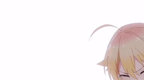 a girl with long blonde hair and purple eyes is looking up
