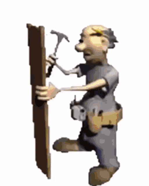 a cartoon of a man holding a wrench and gears .