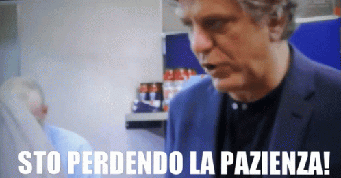 a man in a suit says sto perdendo la pazienza !