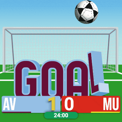 a soccer ball is flying over a goal with a score of 1-0