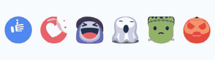 a row of halloween emojis including a ghost a witch a pumpkin and frankenstein