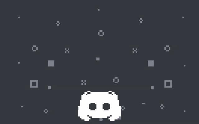 a pixel art drawing of a discord logo on a black background