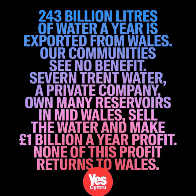 a poster that says 243 billion litres of water is exported from wales