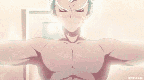 a shirtless anime character is taking a bath in a bathtub .