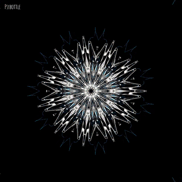 a psychedelic kaleidoscope displayed on a black background