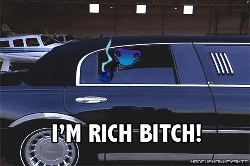 a picture of a limousine that says i 'm rich bitch on it