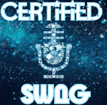 a certified swag sign with a microphone made of diamonds