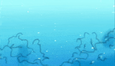 a drawing of a man and a woman floating in the water