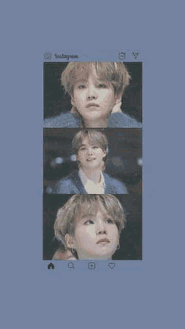 a collage of photos of a young man on a blue background