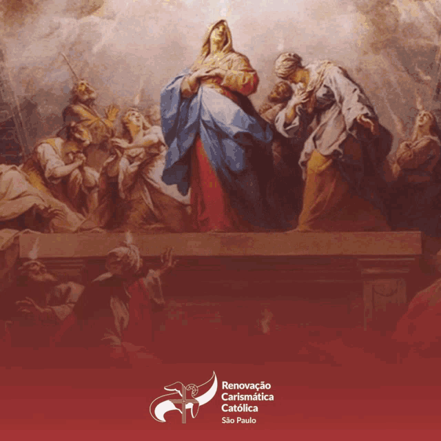 a poster for renovacao carismatica catholica shows a painting of jesus