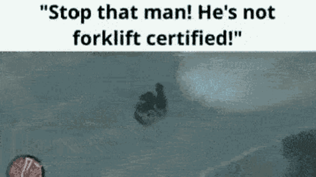a man in a wheelchair is being lifted by a forklift and says stop that man