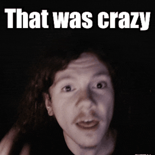 a man with a surprised look on his face and the words that was crazy above him