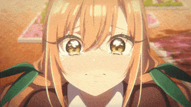 a close up of a girl 's face with tears in her eyes