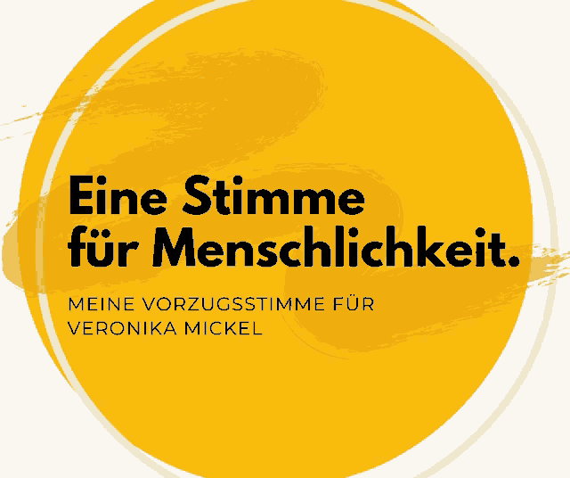 a yellow circle with the words eine stimme fur menschlichkeit written on it