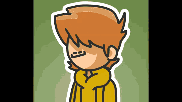 a cartoon character with red hair and a yellow sweater