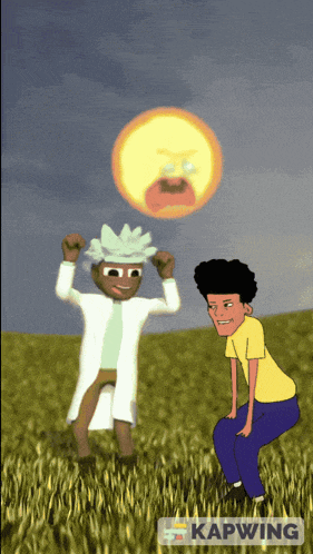 a cartoon of rick and morty with the word kapwing on the bottom right