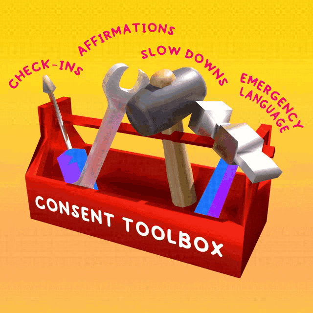 a red toolbox with a hammer a wrench and a screwdriver in it