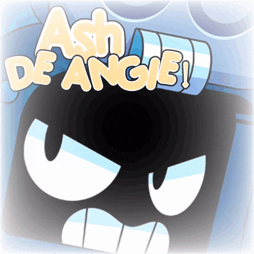 an advertisement for ash de angie with a cartoon face