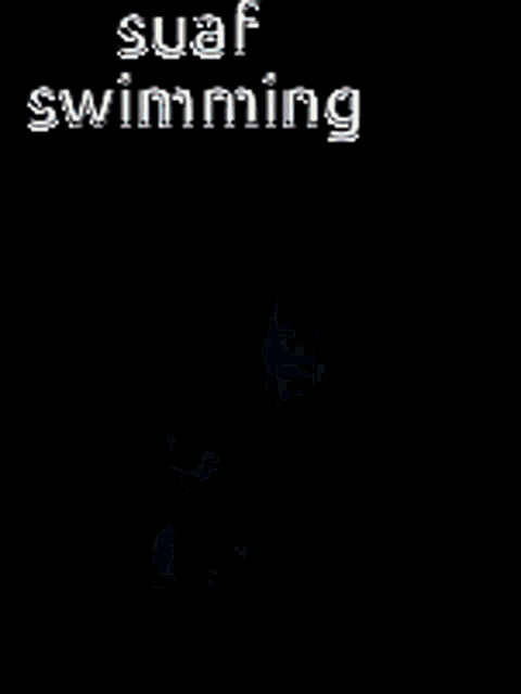a picture of a lake with the words suaf swimming written on it