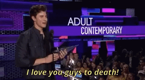 Shawn Mendes I Love You Guys To Death GIF - Shawn Mendes I Love You Guys To Death Award GIFs