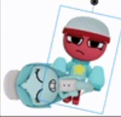 a cartoon character is holding another cartoon character in a picture .