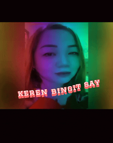 a woman 's face is shown with the words keren bingit say below it