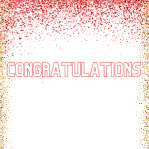 the word congratulations is surrounded by red and yellow confetti