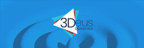 a blue background with a 3deus dynamics logo on it