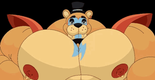 a cartoon of a teddy bear wearing a top hat and red wings