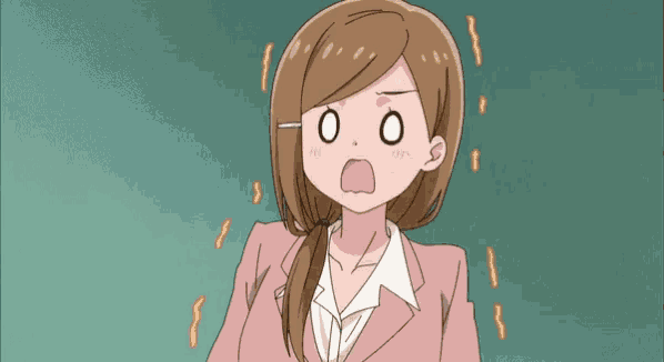 a cartoon of a woman with a surprised expression