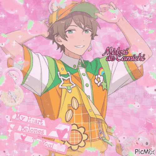 a picture of a anime character with the name midori de camichi on it