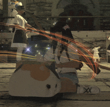 a girl with a flower in her hair is playing a video game with a cat