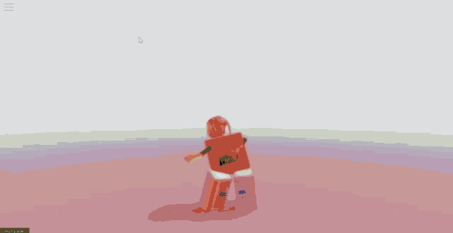 a cartoon character is standing on a purple surface with his arms outstretched in a video game .