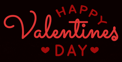 a happy valentine 's day sign with red hearts on a black background