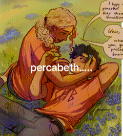 a drawing of a man and a woman with the word percabeth on the bottom right