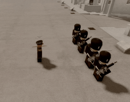 a group of soldiers are standing in a row and one of them has a name that starts with t.