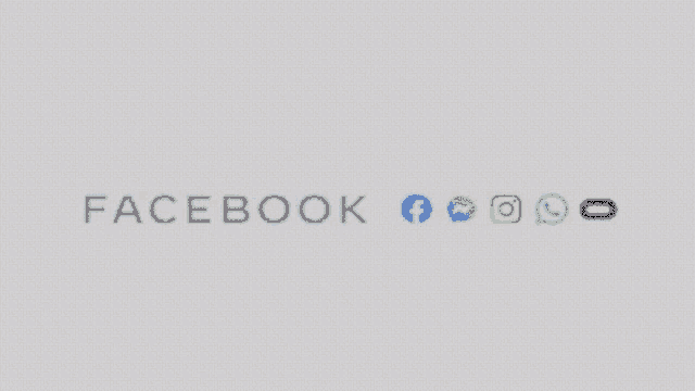 a meta logo with a blue infinity symbol on a gray background