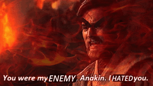 a picture of a man with the words " you were my enemy anakin i hated you "