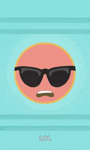 an illustration of a smiley face wearing sunglasses with the word lol below it