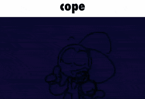 a drawing of a cartoon character on a blue background with the word cope below it .
