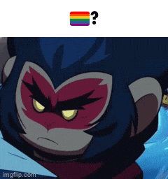a monkey with a rainbow stripe on his face and a question mark