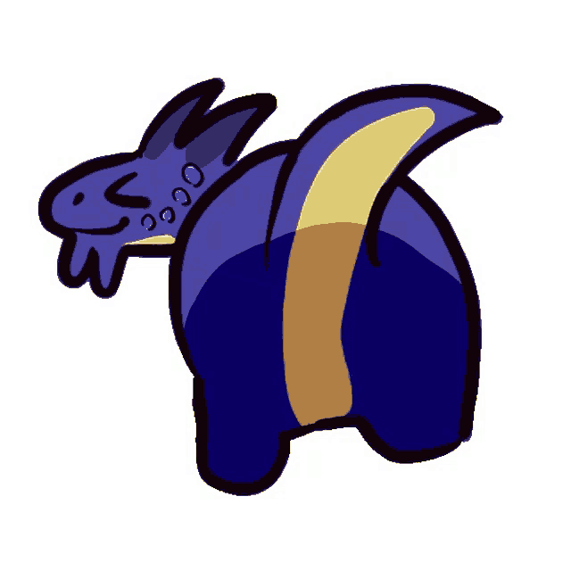 a cartoon drawing of a purple and yellow dragon