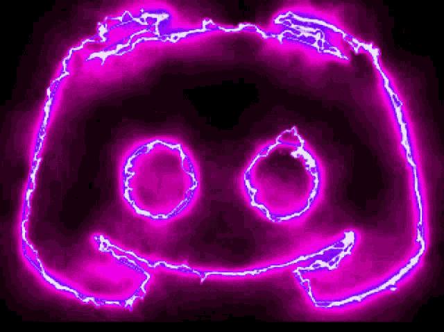 the discord logo is glowing in the dark and looks like a skull with glowing eyes .